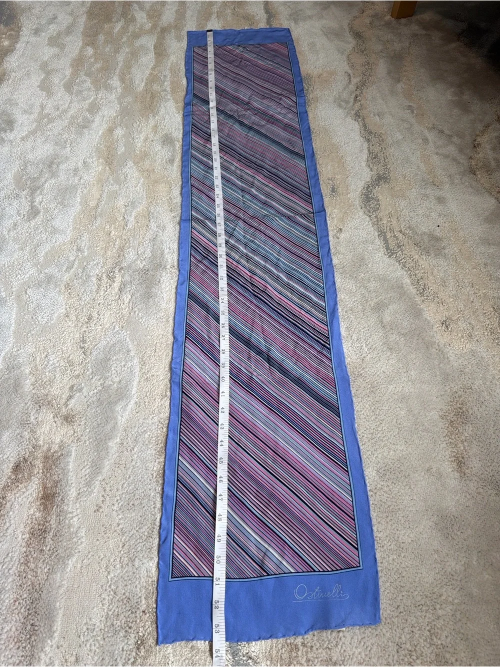 Vintage Ostinelli Purple/Pink 100% Silk Italian Scarf